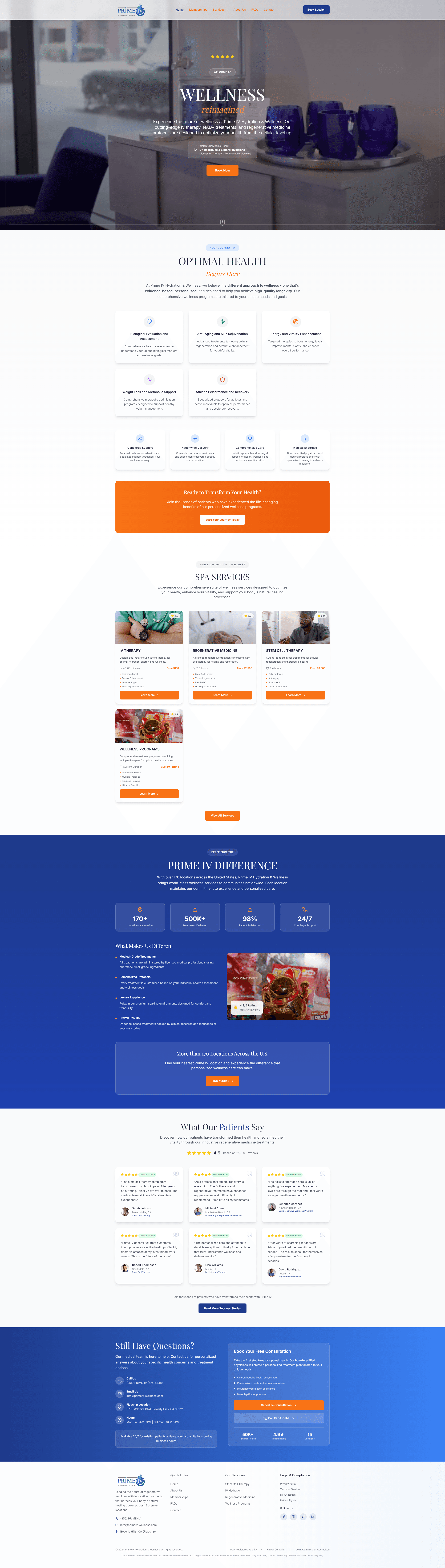 Custom-Built React Website for National Stem Cell and IV Therapy Wellness Chain